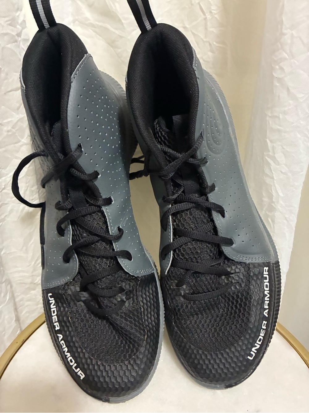 Under Armour Men’s Black and Gray High-Top Training Sneakers